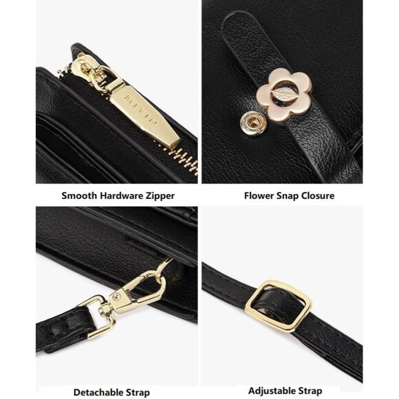 Leather Small Phone Wallet Purse Crossbody with Coin Bag for Women - Picture 8 of 8